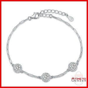 Sterling Silver Moissanite Bracelet Adjustable Fine Jewelry Gift